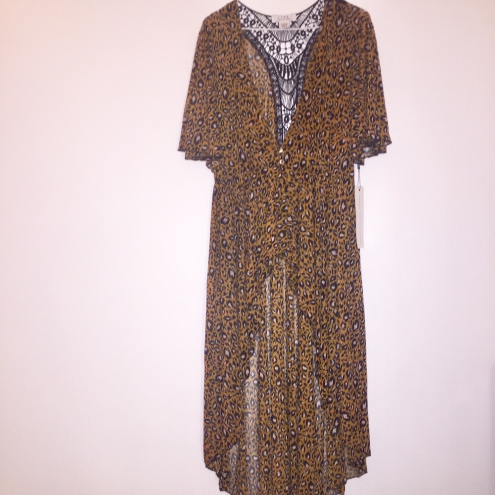 Cheetah print duster w kimono sleeves